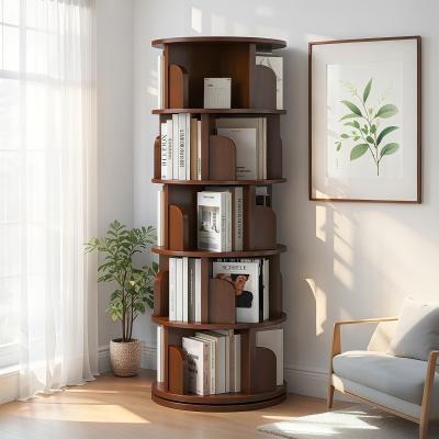 PARISLOFT 360-Degree Rotating 5-Tier Bookcase, Round Storage Shelves with Baffle Design - 18.11 X 18.11 X 61.81''