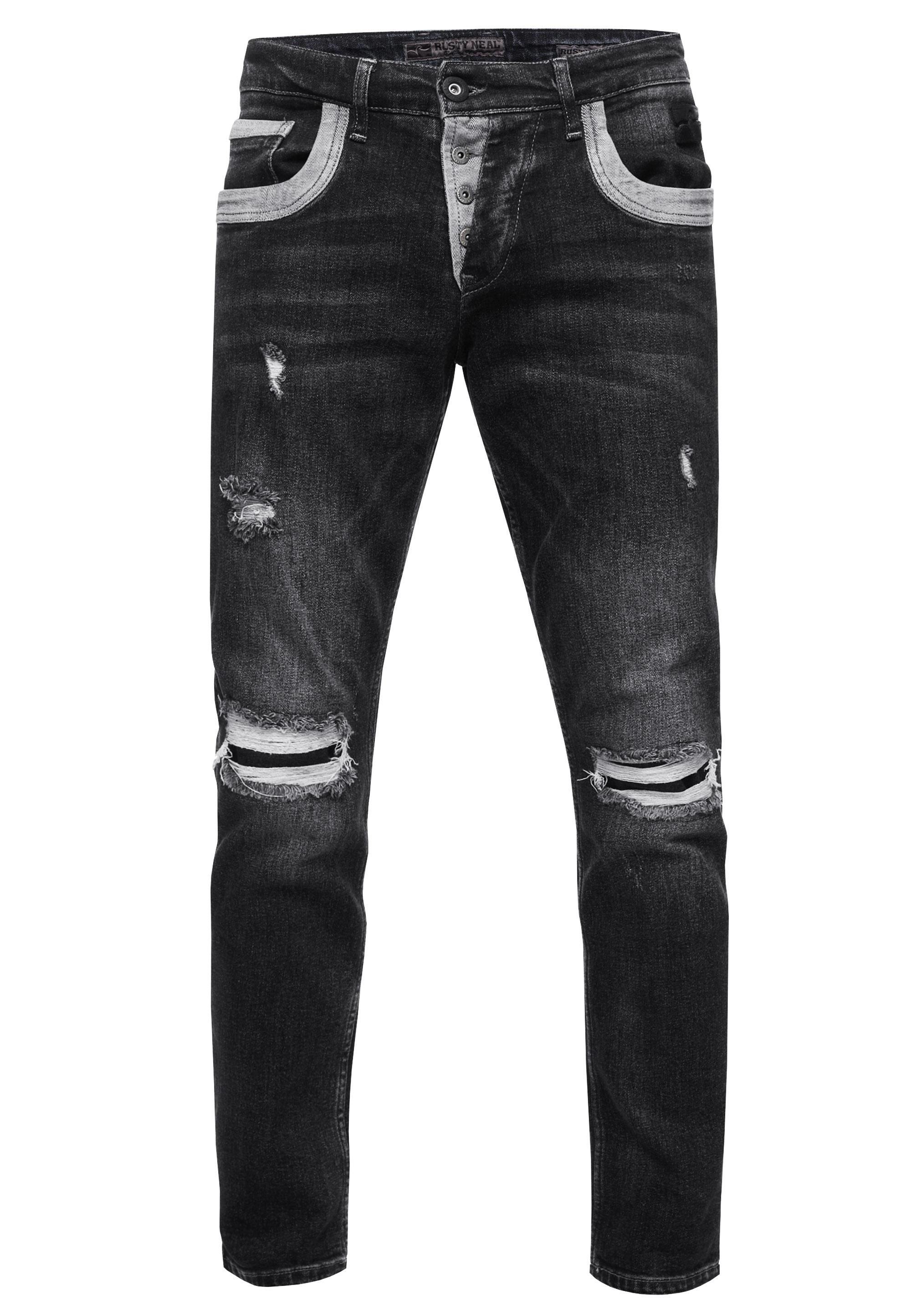 Jeans Hose "YOKOTE" Straight Fit Stone-Washed