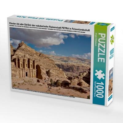 CALVENDO Puzzle Kloster Ad oder Ed-Deir der nabataeische Ruinenstadt PETRA in Felsenlandschaft | 1000 Teile Lege-Größe 64x48cm Foto-Puzzle für