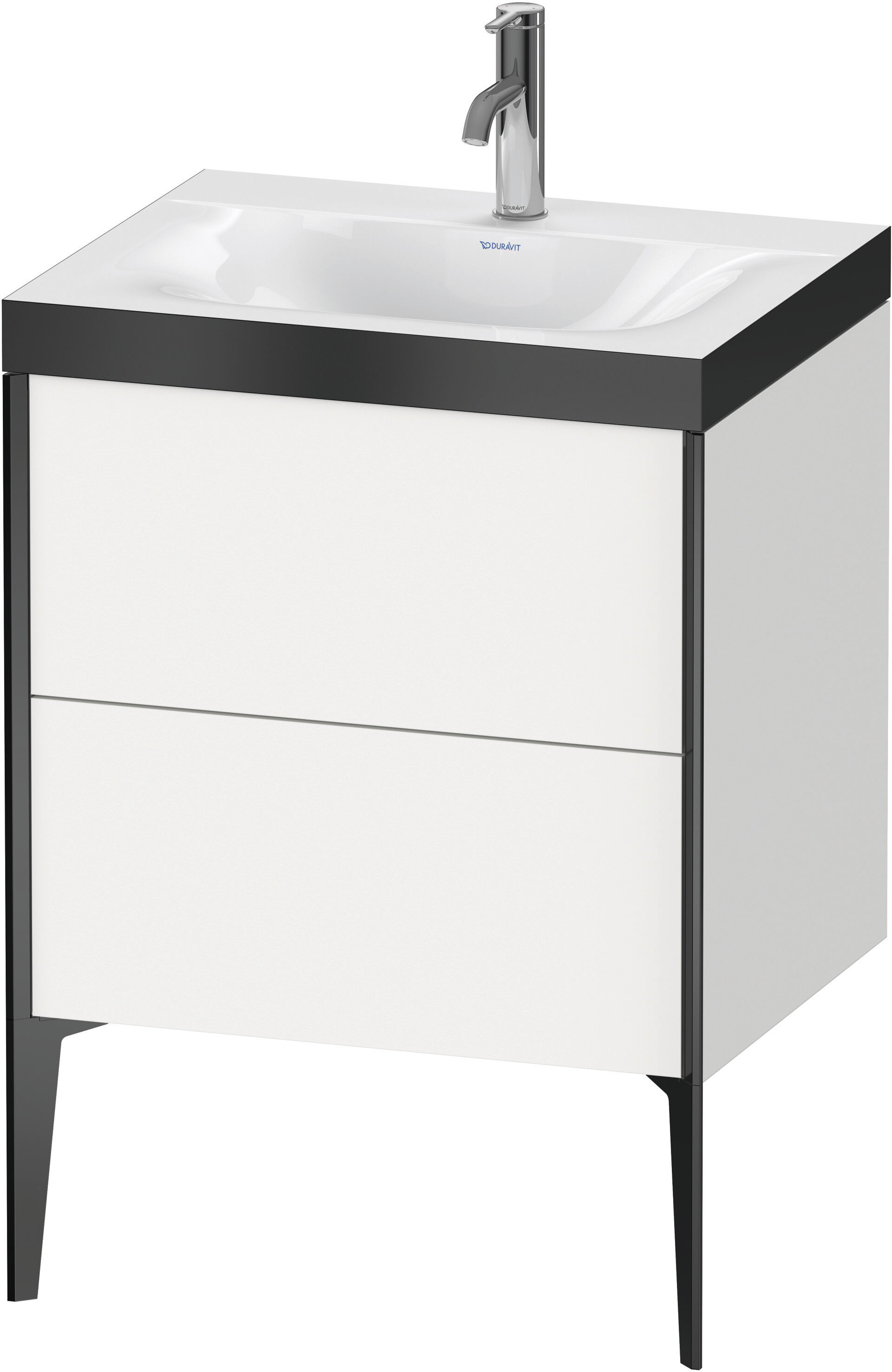 Duravit XViu Table de toilette XV4709OB218P 60x48cm, 2 2000 - out, trou de coulée match3, noir mat, Cadres P, blanc mat