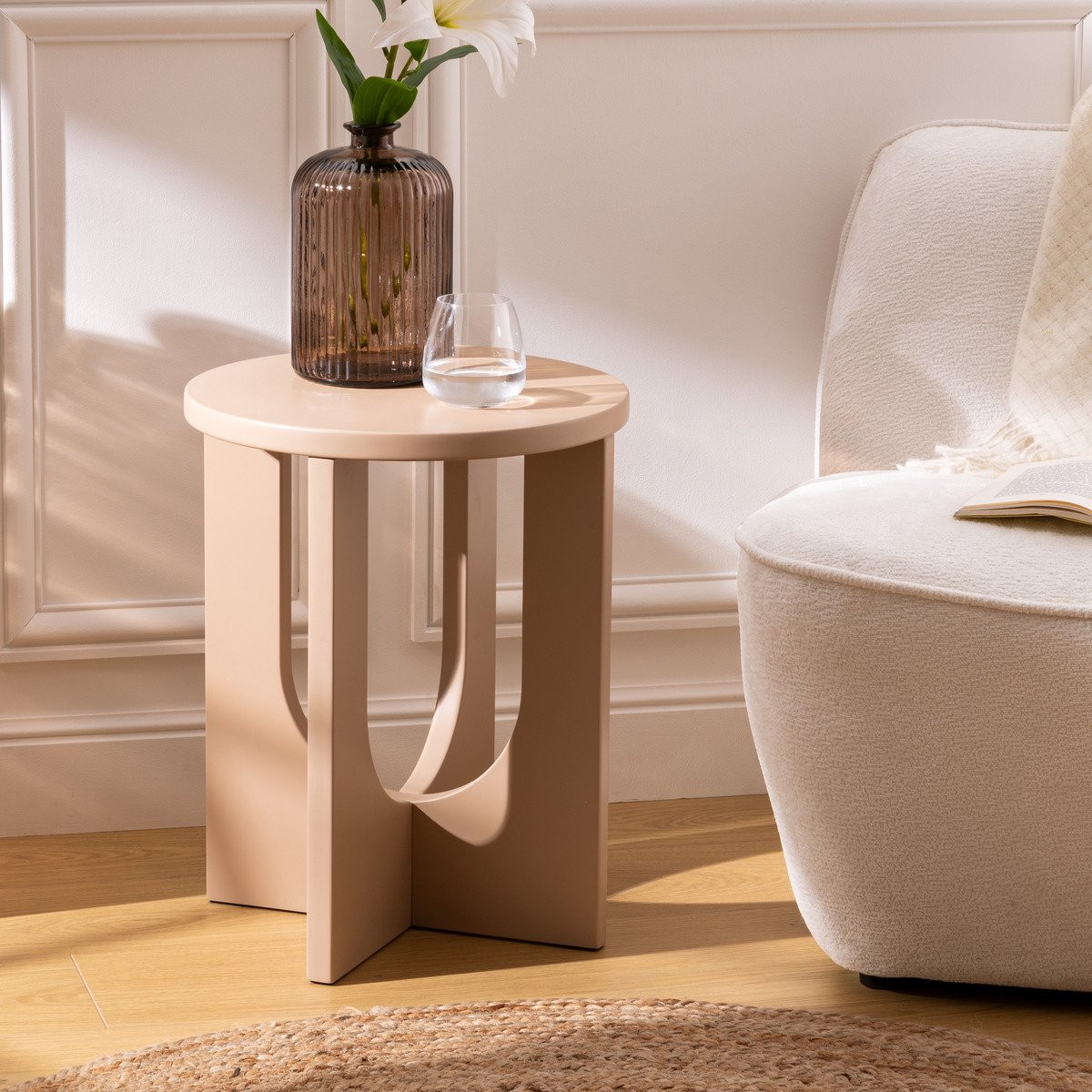 Atmosphera Bijzettafel Bloom Hazelnoot - Ø40 x H51 cm