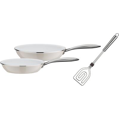 Pfannen-Set GSW "CERAMICA color", beige (ceme, weiß), Ø:28cm, Pfannen, Induktion