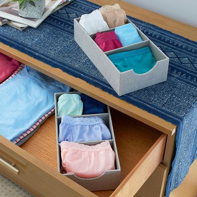 Household Essentials 3-Sectioned Accessory Organizer Tray, Gray, 2-Pack - 6'' x 12'' x 3''