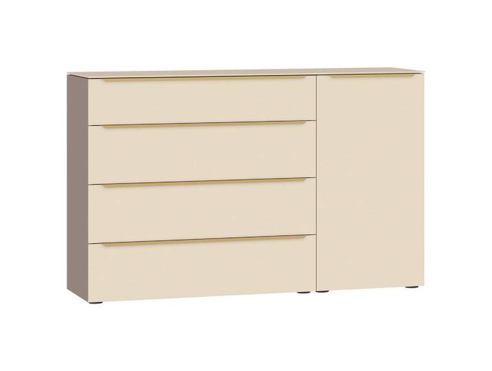 Jutzler Sideboard, Creme, Hellbraun, Kunststoff, 2 Fächer, 4 Schublade(n) Schubladen, 135x87x43 cm, Typenauswahl, Abdeckplatte aus Glas, Wohnzimmer, Kommoden & Sideboards, Sideboards
