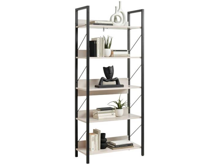 Xora Regal, Schwarz, Kaschmir, Metall, Holzwerkstoff, 5 Fächer, 73x172x35 cm, Fsc, DIN EN ISO 14001, DIN EN ISO 9001, Made in Turkey, Wohnzimmer, Regal, Bücherregale