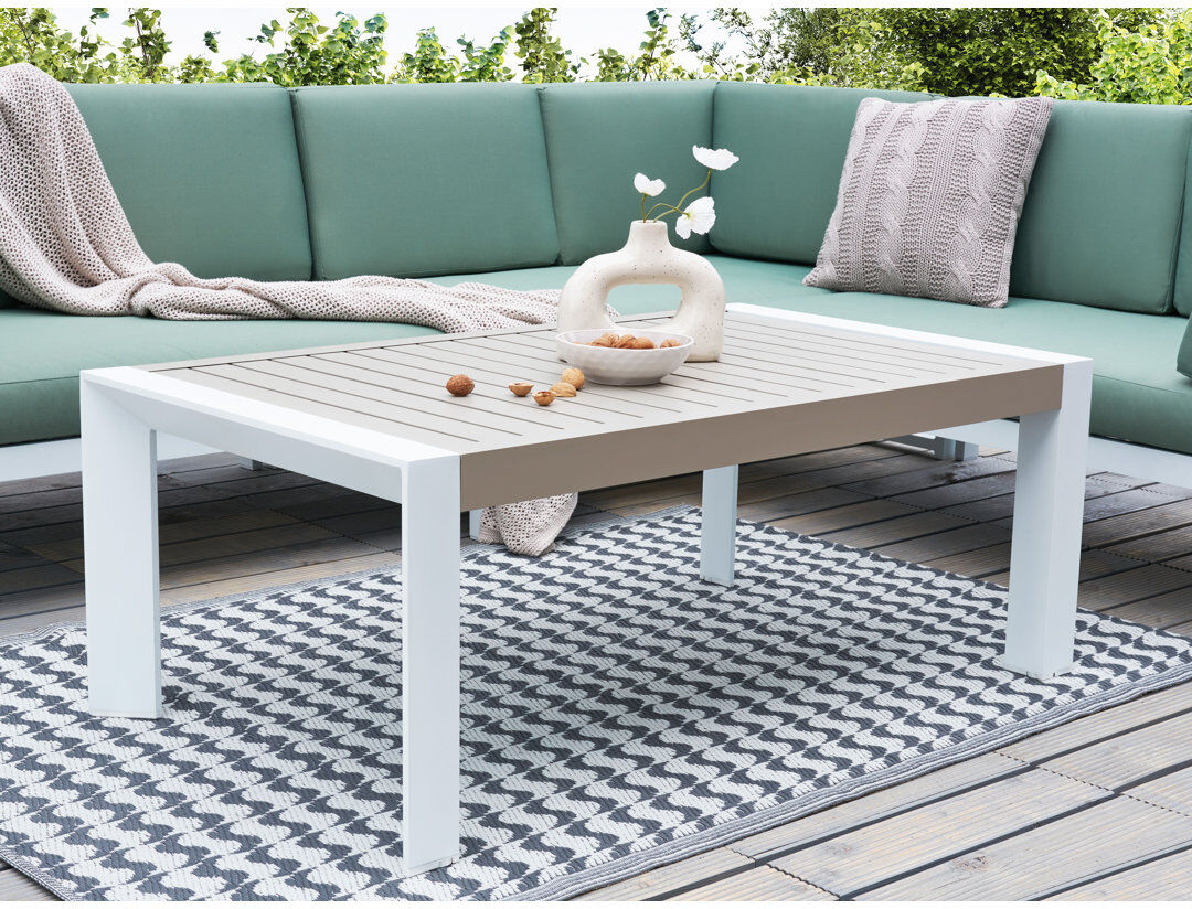 Latitude Run Aubrieana Rectangular Metal Outdoor Coffee Table - 47.2 cm W 70 cm D Beige