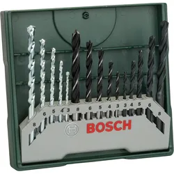 Bosch Mini-X-Line Mixed-Set, 15-teilig, 5 Stein-, 5 Metall-, 5 Holzbohrer - 2607019675