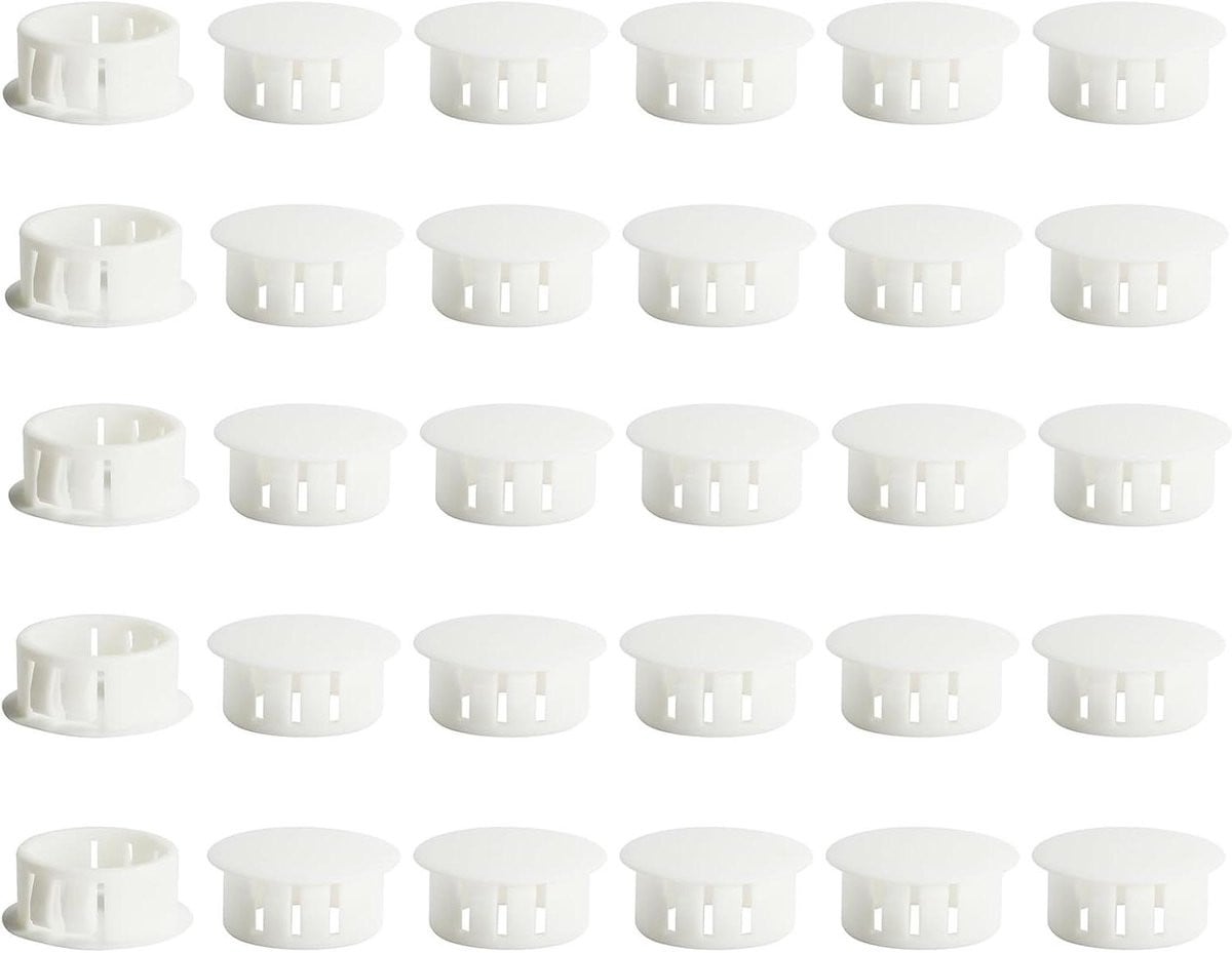 60 stuks Plastic Gatpluggen Afsluitdoppen Wit 22 mm