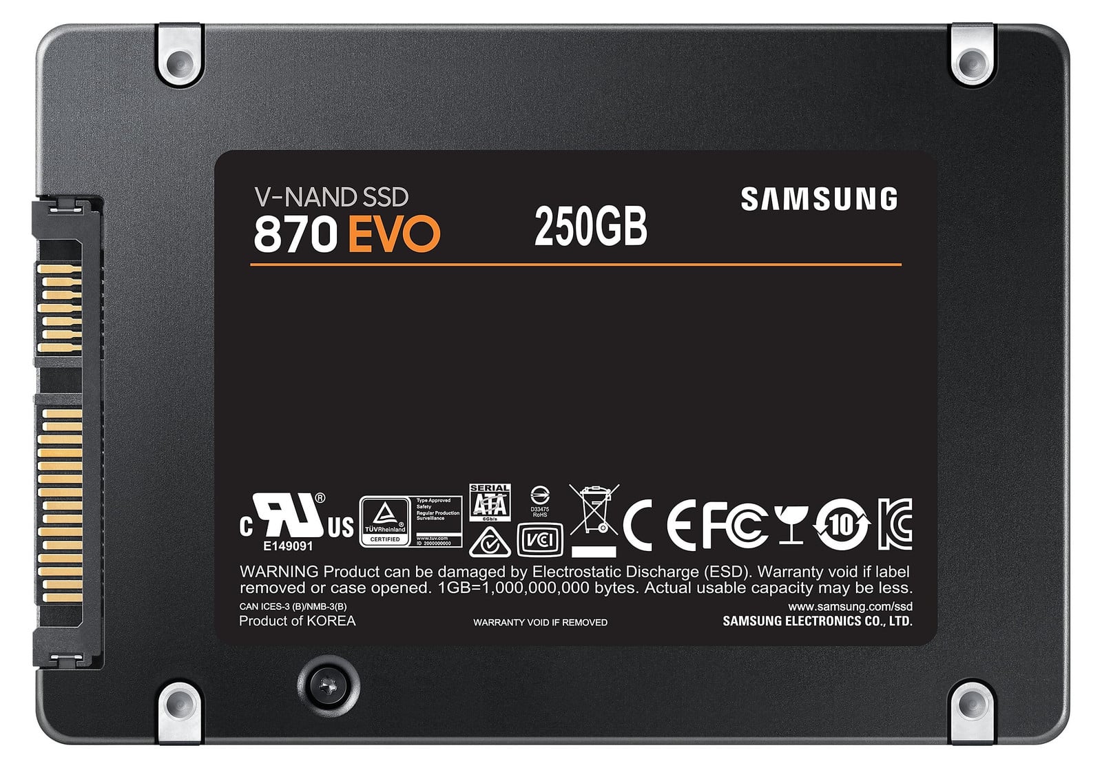 Samsung 870 Evo SSD 250GB 2,5 inch SATA III Zwart