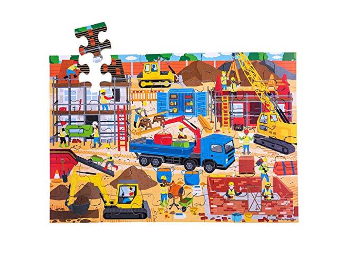 Houten Construction Site Vloer puzzel Bigjigs Toys Children's (48 Stuk)
