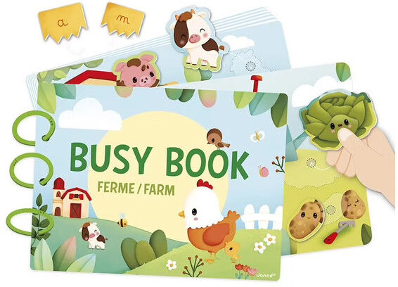 Livre d'activités Busy Book Ferme (Français/Anglais) - Janod