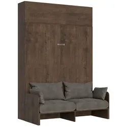 Itamoby Sofà Kentaro Doppelbett aus Nussbaum mit Oberlichtschrank (ALESSIA 20) Klappbett
