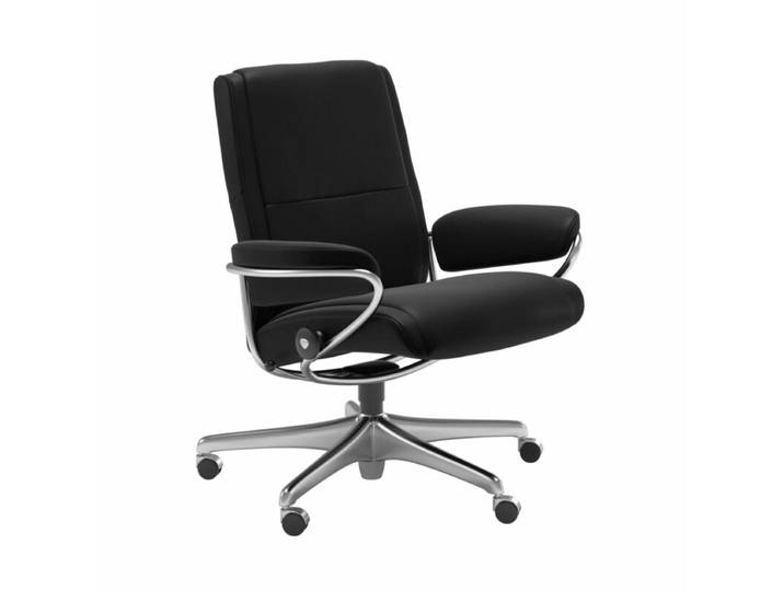 Stressless Paris Sessel Low Back Home Office - Leder Batick Black Modern, Skandinavisch, Zeitlos