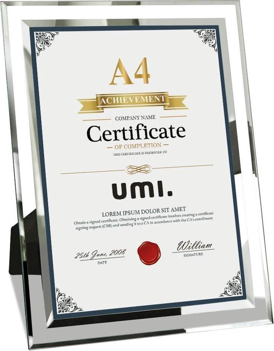 A4 fotolijst voor certificaat of diploma