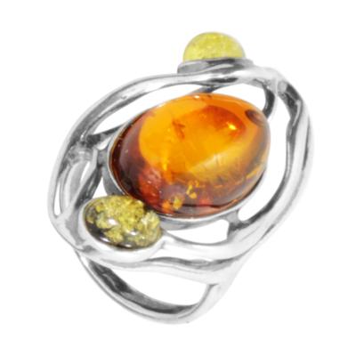 Fingerring OSTSEE-SCHMUCK "- Asta - Silber 925/000 - Bernstein" Gr. 58, silber (silber 925, silberfarben, weiß), Fingerringe, Damen, 58, Fingerring
