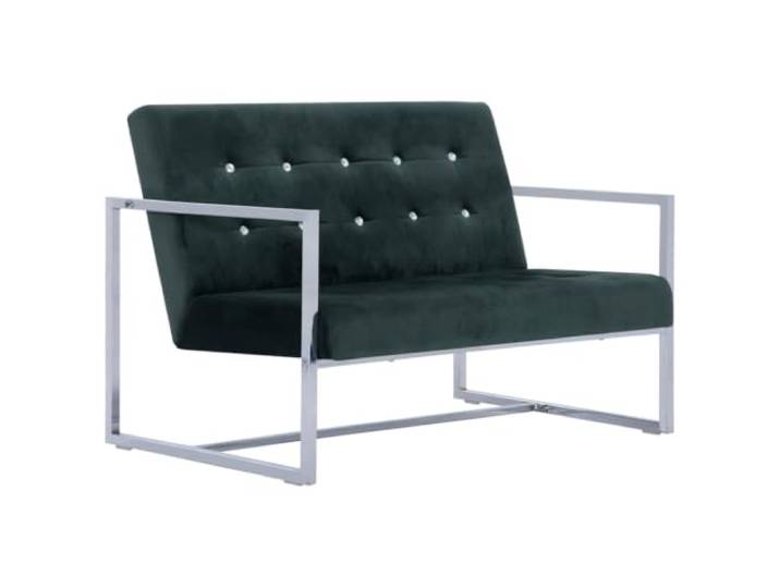 Todiikf 2-Sitzer Sofa Samt Dunkelgrün Polstersofa mit Holzrahmen Kompakte 2-Sitzer Couch aus grünem Samt mit verchromten Metallbeinen für Wohnzimmer, Arbeitszimmer und Empfangsbereich.