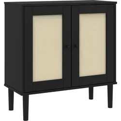 vidaXL Sideboard SENJA Rattan-Optik Schwarz 80x35x80 cm Kiefernholz 358033