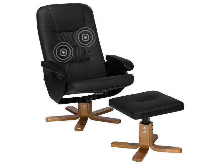 MASSAGESESSEL mit Fußhocker Kunstleder Schwarz Relaxpro