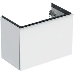 Geberit Acanto Unterschrank für Waschtisch, 1 Schublade und 1 Innenschublade, verkürzte Ausladung, 740x535x415mm, 503.009.01.1, Farbe: Korpus und Front: weiß / hochglänzend, Griff: weiß / matt
