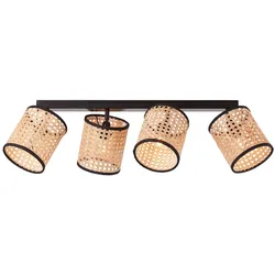BRILLIANT Lampe, Wiley Spotbalken 4flg holz hell/schwarz, 4x D45, E14, 42W, Köpfe schwenkbar
