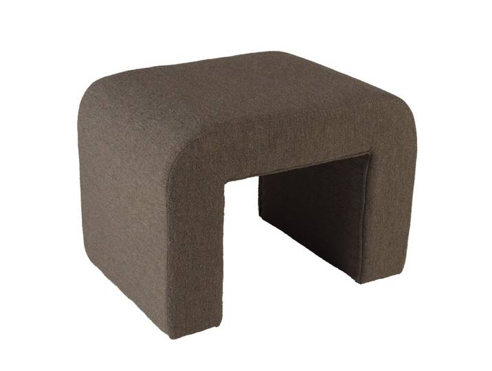 Pouf en tissu petite bouclette taupe foncé