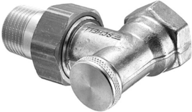Schell Raccord radiateur R 1/2xG 1/2 F, angle, avec vanne, MS chromé (141200499)