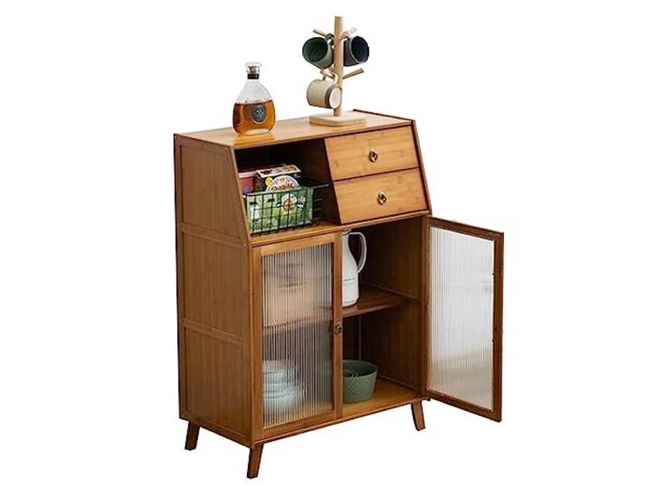 Küche Sideboard Buffet Schrank, Weinbar Schrank Bauernhaus Coffee Bar Schrank Mit Schubladen für Küche, Esszimmer, Wohnzimmer (Farbe : Braun, Größe : 68x35x95cm)