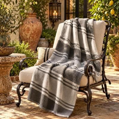 In2Green Outdoor Cabana Brown Stripe Throw