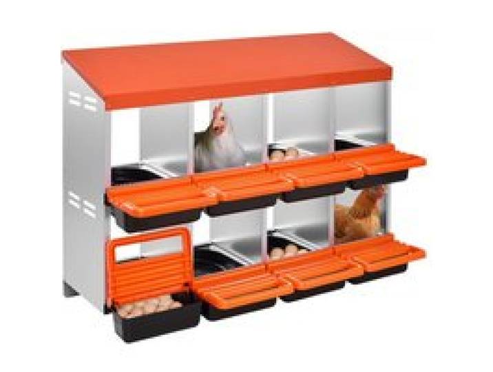 VEVOR Pondoir à Poules, 8 Compartiments, Nichoir en Métal à 2 Niveaux, avec Plateau Incliné, Couvercles de Protection, Espace de Ponte Spacieux, pour Différentes Races de Poules, Canards, Volailles