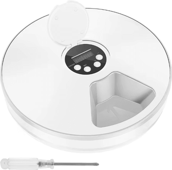 Inspire Essentials Automatic Pet Feeder With Timer 6 Meal Smart Food Dispenser white