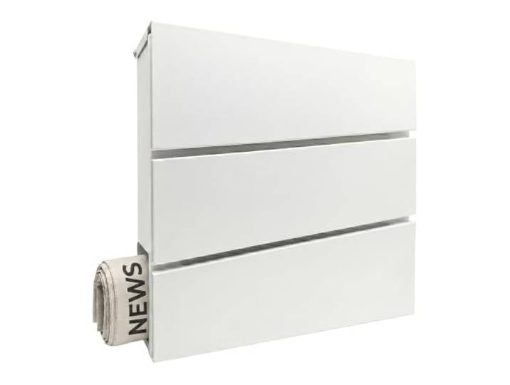 Boîte aux Lettres Relaxdays Porte-journaux 37\,5×35\,5×10\,5 cm\, Blanche DIN C4\, résistant aux intempéries\, 4 clés\, boîte aux lettres