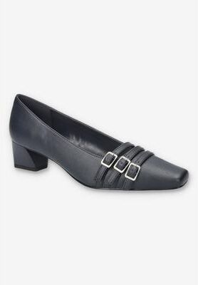 Women's Enya Sqaure Toe Pump by Easy Street in Navy (Size 7 M)