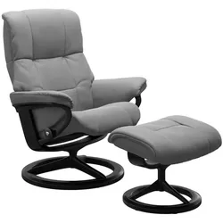 Stressless Sessel mit Hocker Mayfair Signature Leder Grau Batick Wild Dove S (Small)