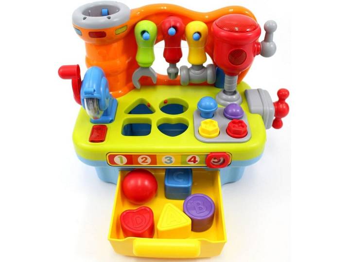 FELIXLEO Spielwerkbank Werkbank Kinder Spielzeug 1-3 Jahre Musik Licht Formsortierer Set, (1-tlg)