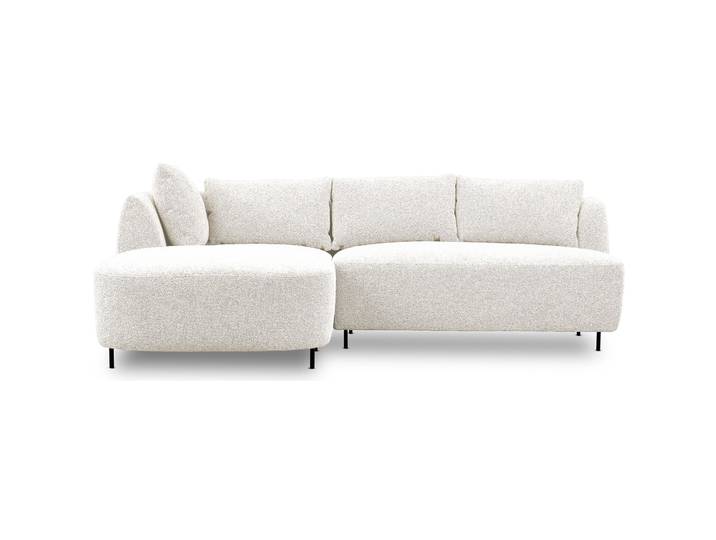 Modulares Ecksofa Lanomi L-förmig linksseitig weiß Bouclé