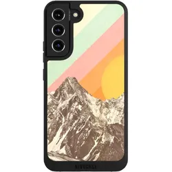 Nivocase Handyhülle für Samsung Galaxy S22+ Hülle NIVOpure Case Schwarz Berg Retro Sonnenschein (Samsung Galaxy S22+), Smartphone Hülle, Schwarz