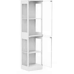 STILVORA Glasvitrine aus MDF und Glas, Weiß, 40x35x165 cm, LED und Sensorsystem