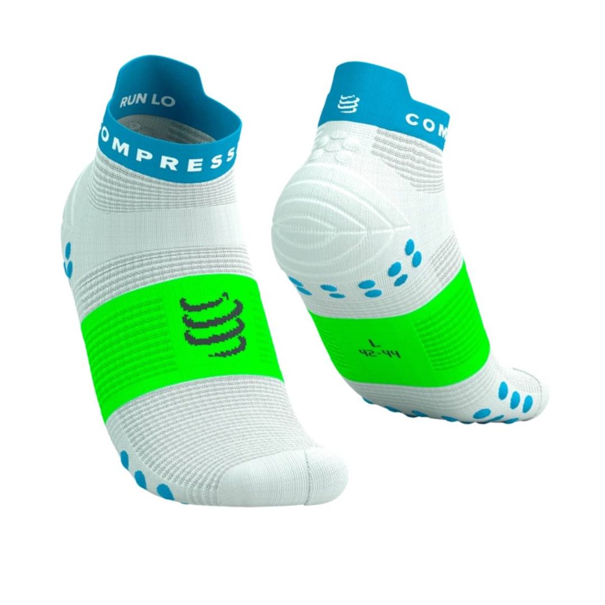 Meias Compressport Pro Racing v4.0 Run Low Branco Verde, Tamanho T1 Unisex
