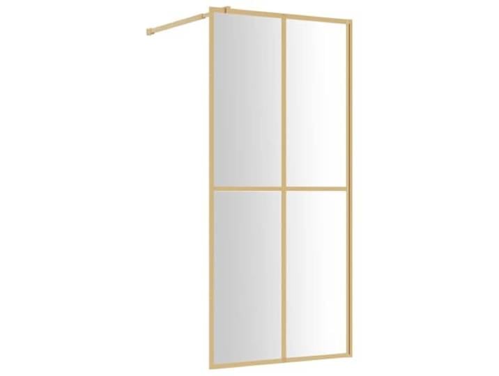 vidaXL Paroi de douche avec verre ESG transparent doré 90x195 cm
