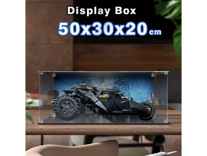 Boîte d'affichage en acrylique pour lego 46240, vitrine pour blocs de construction Batmobile, boîte de rangement transparente anti-poussière pour modèle de voiture 50x30x20cm
