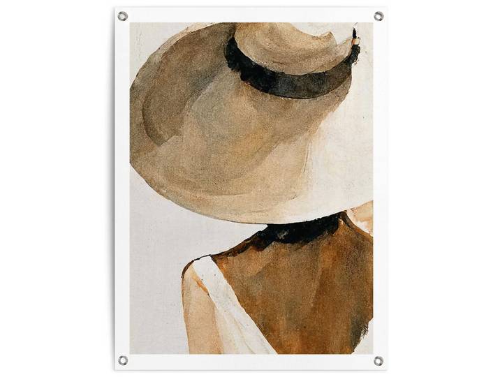 Poster REINDERS Summer Shades , beige (farbe bild(er): beige), B:60cm H:80cm T:0,1cm, Bilder, Poster, Garten - Frau - Strohhut - Beige - Leinwand - Menschen - 60x80 cm