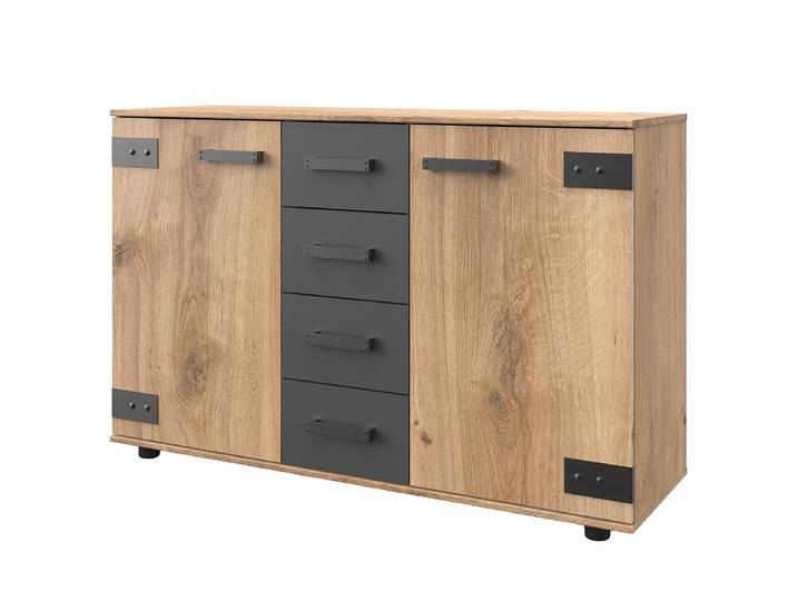 Commode Stockholm 130cm Marron/Noir