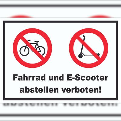 HB-Druck Schild Fahrrad und E-Scooter abstellen verboten A2 (420x594mm)