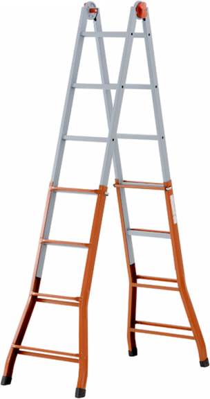 Gierre Peppina A0050, 2x9 gradini, 4.32 m - Scala in acciaio telescopica - Altezza stimata operativa 5.32 m