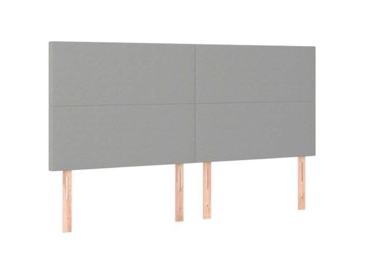 Leasha Kopfteil mit LED, Bettgestell, Schlafzimmermöbel, Hellgrau, 180 x 5 x 118/128 cm, Stoff