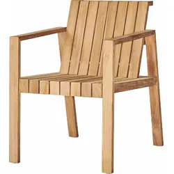 Gartensessel Manti aus Teakholz, modern massiv, Outdoor geeignet, braun, natürliche Holzmaserung