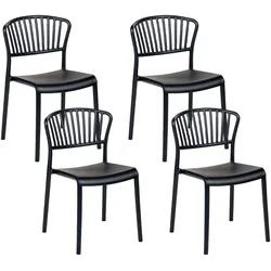 GARTENSTÜHLE 4er-Set Kunststoff schwarz Gela
