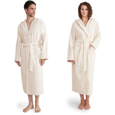 Unisex-Bademantel MÖVE "Calm Essence" Gr. XS, beige (nature), XS, Walkfrottier, Hausmäntel, aus 100 % saugfähiger Premium Baumwolle (Airspin)