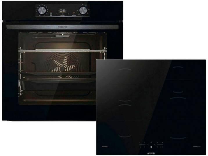 GORENJE Backofen-Set BLACKSET2 , Energieeffizienz: A, schwarz, Herdsets, Pizzafunktion mit 300 C – perfekt für Pizza, Focaccia und mehr, Backofen-Set