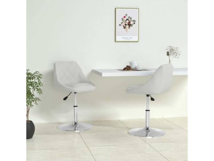 ZXQVLMRS Esszimmerstühle 2 STK. Kunstleder Drehbar Höhenverstellbar Weiß Verchromter Stahl, Inklusive Gasdruckfeder, Modernes Design, Für Küche & Bar